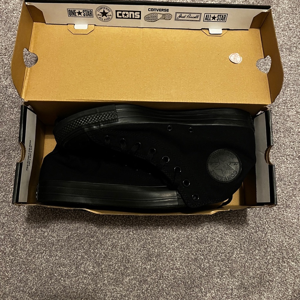 Converse Chuck Taylor All Star Hi Black Monochrome Men’s Size 11, Women’s 13 - Picture 2 of 3